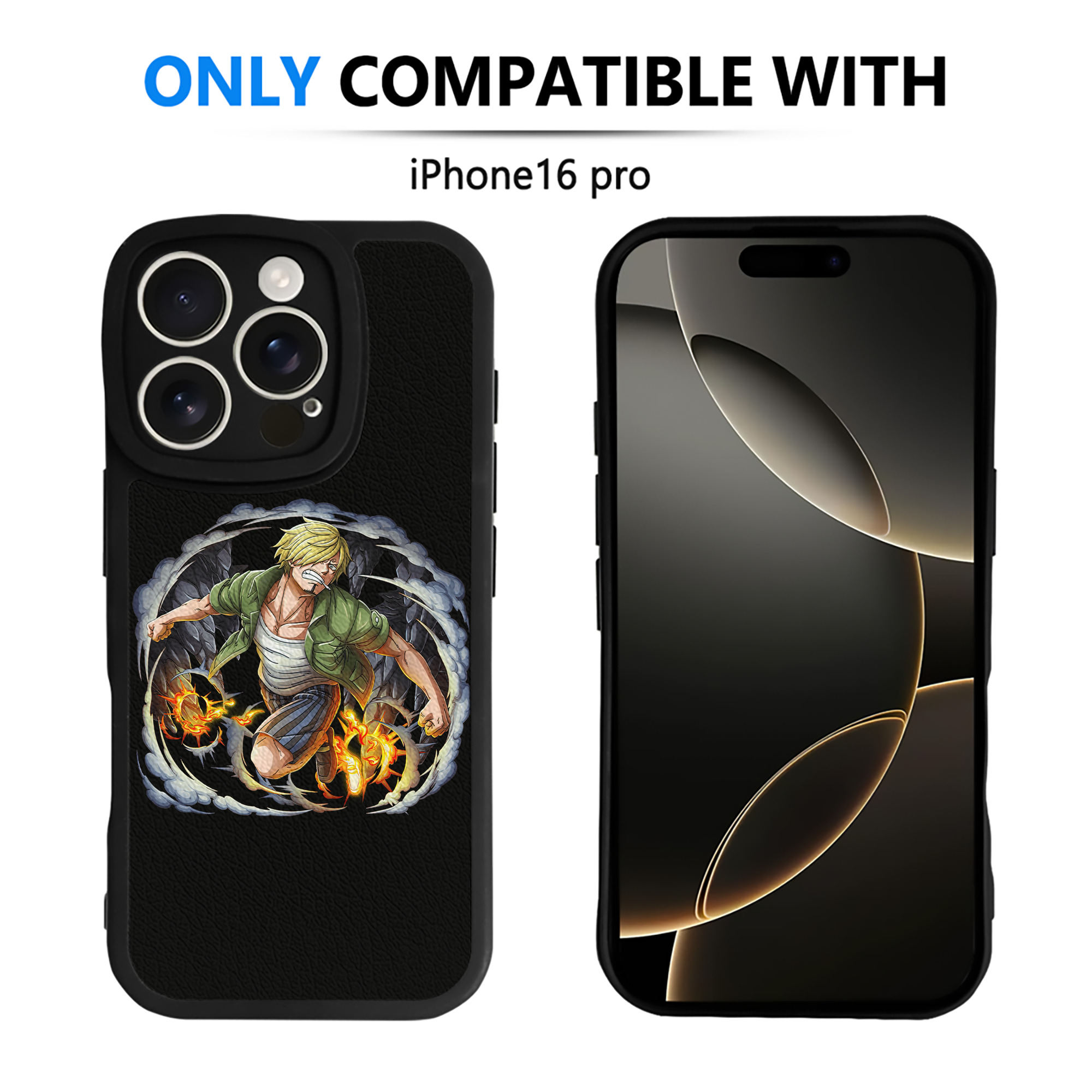 （画像用） ワンピース サンジ ONE PIECE Sanji 【iPhone 16シリーズ対応】シリコンスマホケース（レザー調） 材質：シリコン